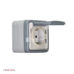 پریز برق ارتدار روکار طوسی ضد آب پلکسو لگراند 069733