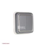 کلید دو پل توکار طوسی ضد آب پلکسو لگراند 069815