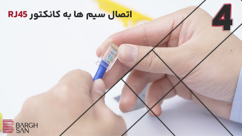 مرحله 4 اتصال سیم ها به کانکتور RJ45