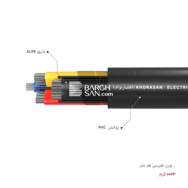 عایق، روکش، وزن کابل آلومینوم 3 در 70 بعلاوه 35 افشارنژاد