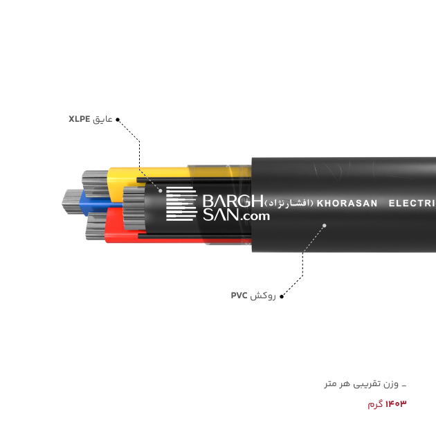 عایق، روکش، وزن کابل آلومینوم 3 در 95 بعلاوه 50 افشارنژاد