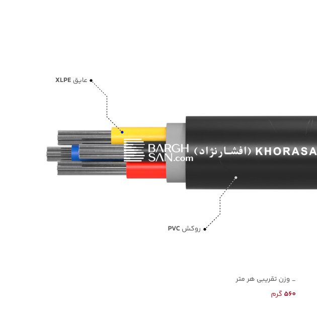 عایق، روکش، وزن کابل آلومینوم 4 در 16 افشارنژاد