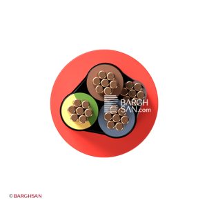 کابل مقاوم در برابر آتش نیمه افشان 3 در 1.5 به علاوه 1.5 یاقوت از زاویه روبرو