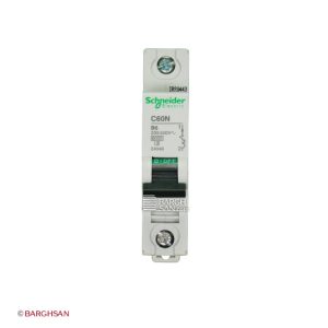 کلید مینیاتوری تک پل 6 آمپر کلاس B اشنایدر زاویه رو به رو