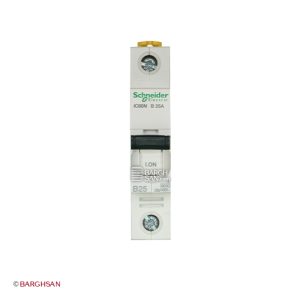 فیوز مینیاتوری 1 پل 25 آمپر کلاس B سری Acti9 اشنایدر از زاویه رو به رو