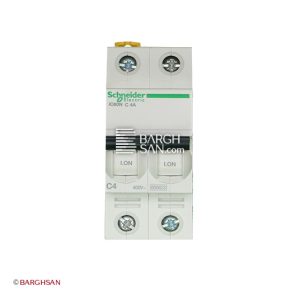 فیوز مینیاتوری 2 پل 4 آمپر کلاس C اشنایدر سری Acti9 زاویه رو به رو