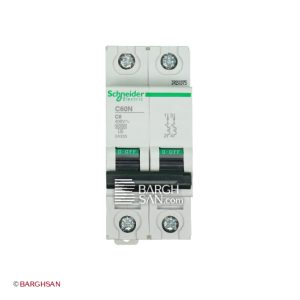 کلید مینیاتوری دو پل 6 آمپر کلاس C سری Multi9 از زاویه رو به رو