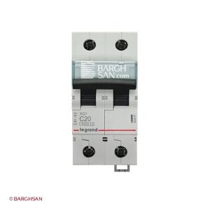 کلید مینیاتوری 2 پل 20 آمپر کلاس C لگراند زاویه رو به رو