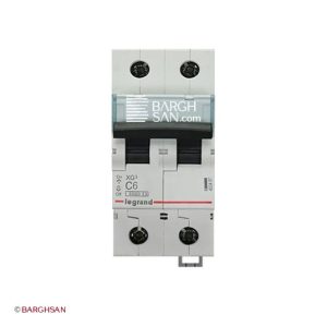 کلید مینیاتوری 2 پل 6 آمپر کلاس C لگراند زاویه رو به رو