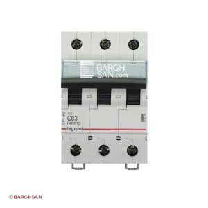 کلید مینیاتوری 3 پل 63 آمپر کلاس C لگراند از زاویه رو به رو