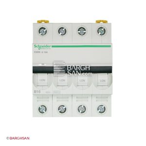 کلید مینیاتوری اشنایدر 4 پل کلاس C سری acti9 زاویه رو به رو