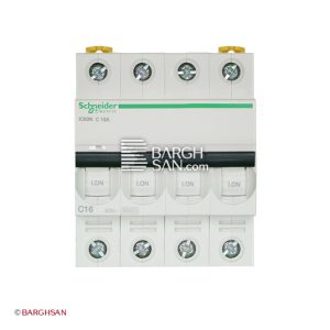 فیوز مینیاتوری 4 پل 16آمپر کلاس C سری acti9 اشنایدر زاویه رو به رو