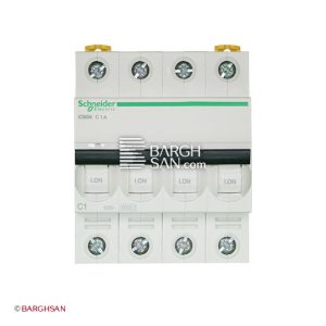 فیوز مینیاتوری 4 پل 1 آمپر کلاس C سری acti9 اشنایدر زاویه رو به رو