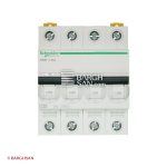 فیوز مینیاتوری 4 پل 25 آمپر کلاس C سری acti9 اشنایدر زاویه رو به رو