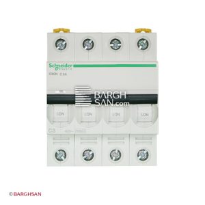 فیوز مینیاتوری 4 پل 3 آمپر کلاس C سری acti9 اشنایدر زاویه رو به رو