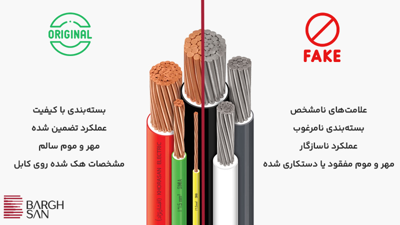 نشانه های کابل و سیم تقلبی