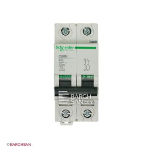 فیوز مینیاتوری دو پل 32 آمپر کلاس B اشنایدر سری multi9 زاویه رو به رو