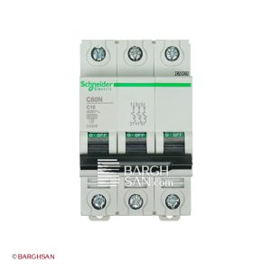 فیوز مینیاتوری سه پل 10 آمپر کلاس c اشنایدر سری multi9 زاویه رو به رو