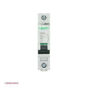 فیوز مینیاتوری تک پل 25 آمپر کلاس c اشنایدر سری multi9 زاویه رو به رو