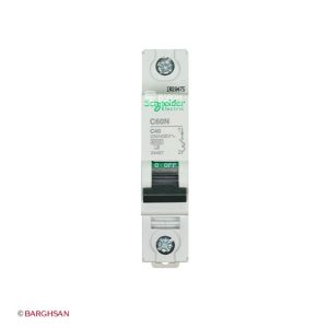 فیوز مینیاتوری تک پل 40 آمپر کلاس c اشنایدر سری multi9 زاویه رو به رو